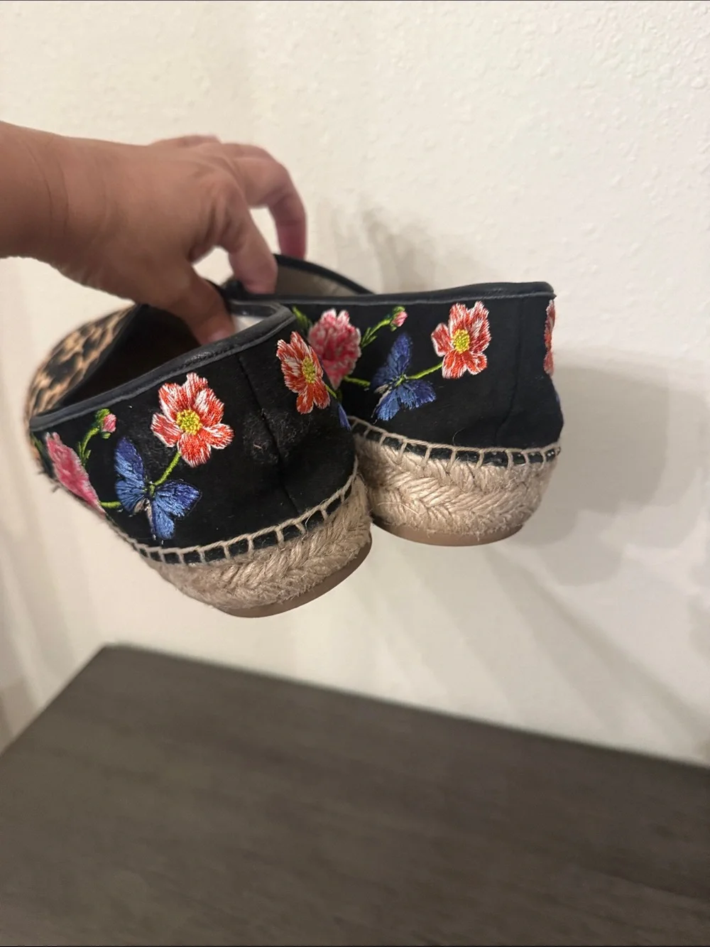 Johnny Was Garden Leopard Cheetah Espadrille Embroidered Floral Flats Size 10M